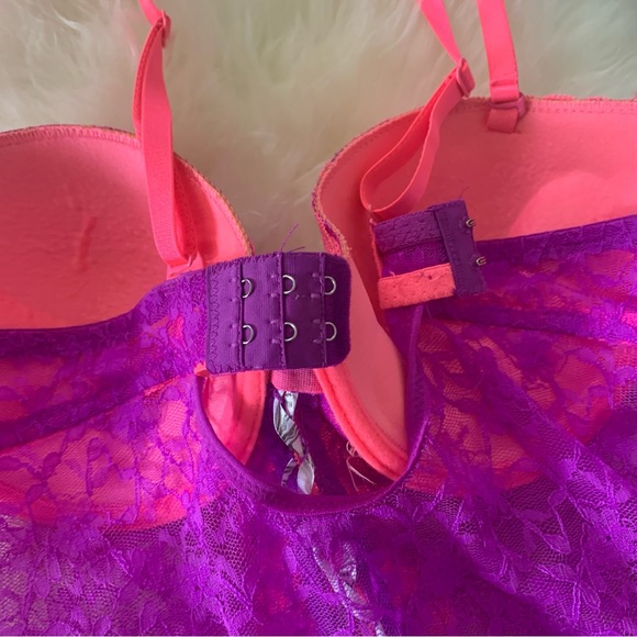 Native Intimates Pink & Purple Lace Lingerie Bra Top - Picture 5 of 11
